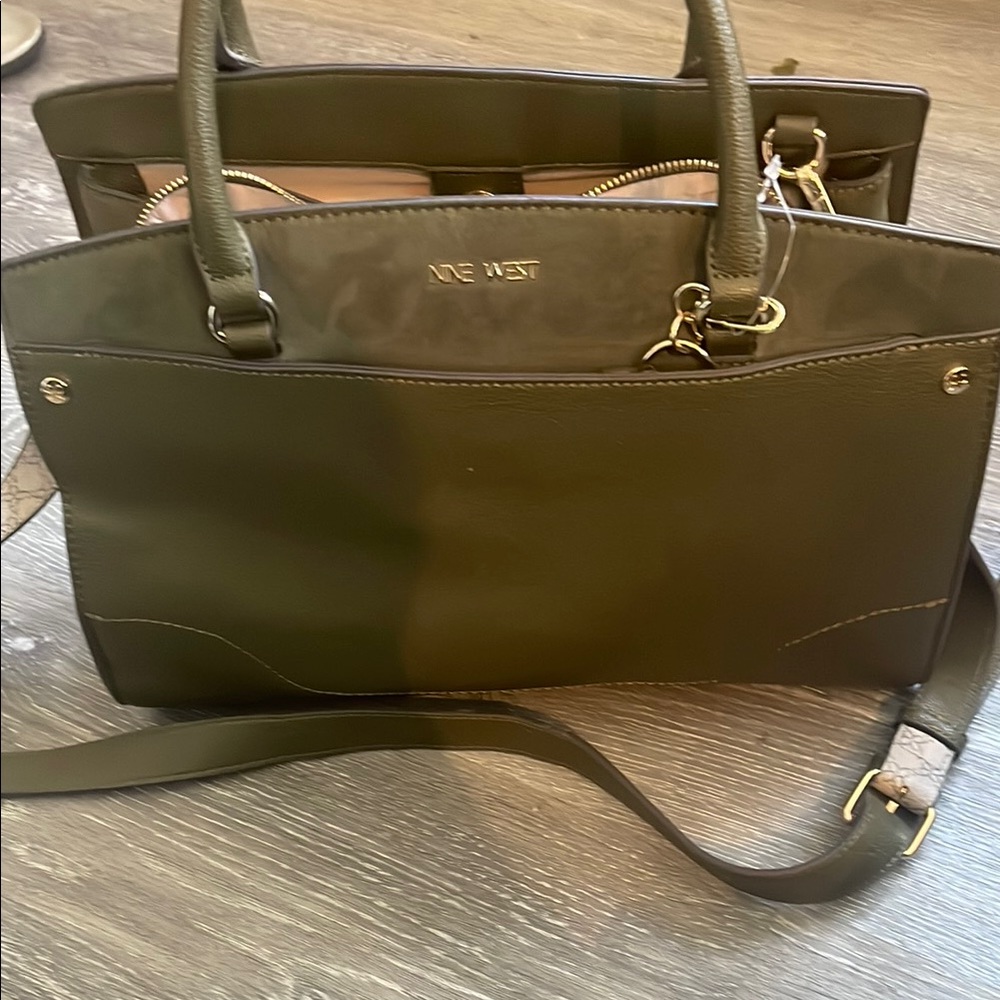 Nine West Green Satchel with Structured Design